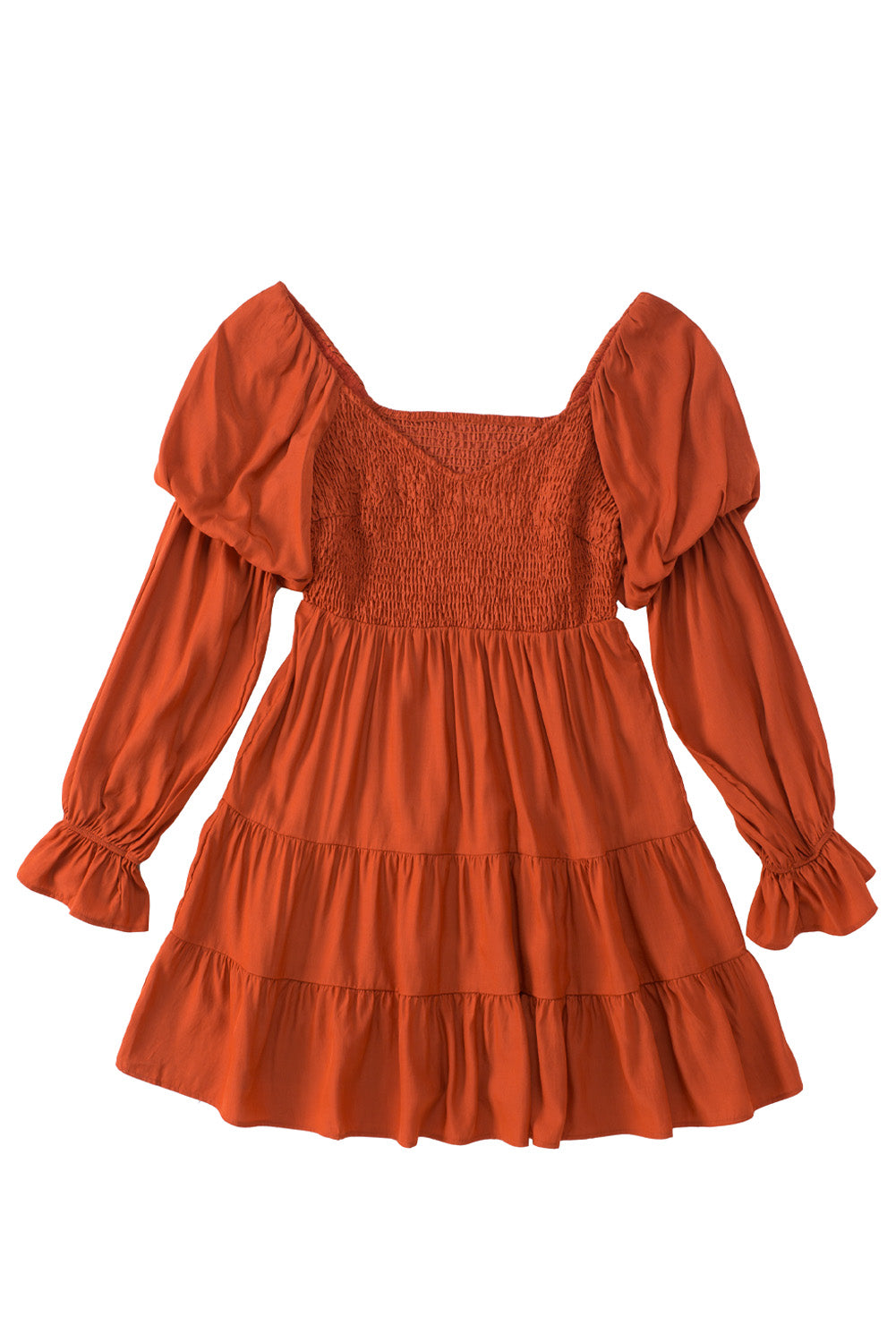 Black Boho Solid Shirred Ruffle Mini Dress Mini Dresses MyDresses