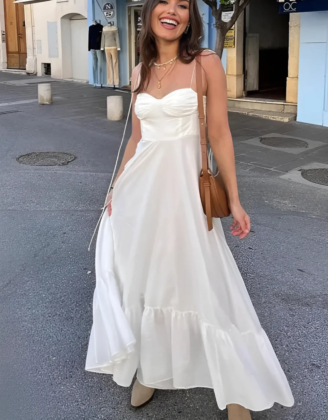 Sweetheart Neckline Sleeveless Suspender Dress with Ruffled Hem Group11 MyDresses