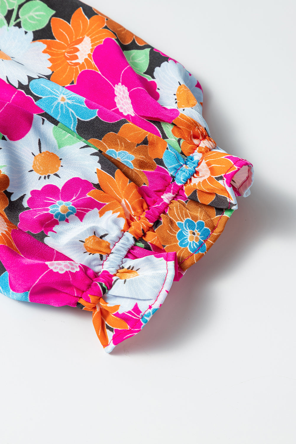 Floral Print Dress with Puff Sleeves and Square Neck Floral Dresses MyDresses 
