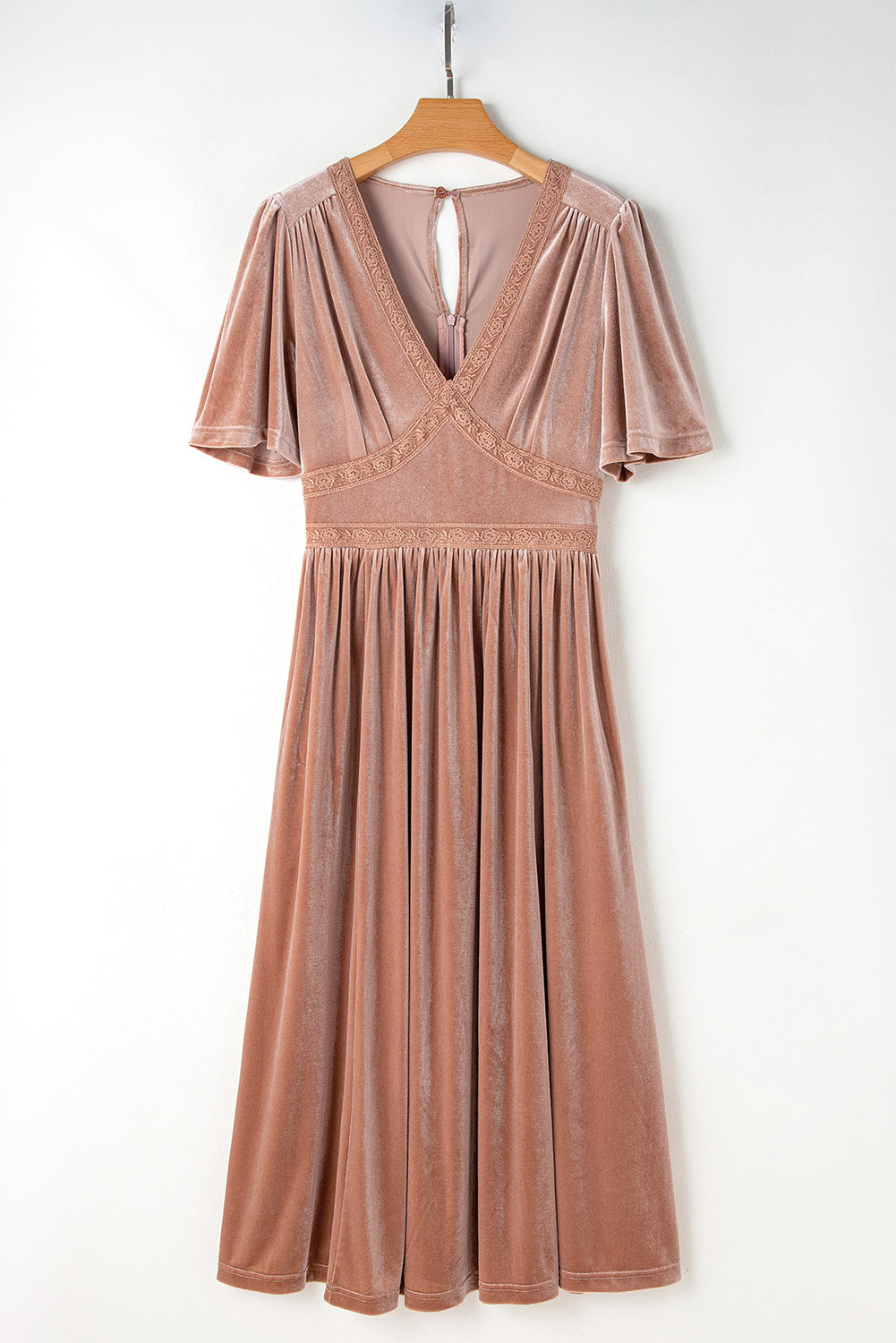 Velvet Maxi Dress with Lace Detail and Empire Waist Maxi Dresses MyDresses 