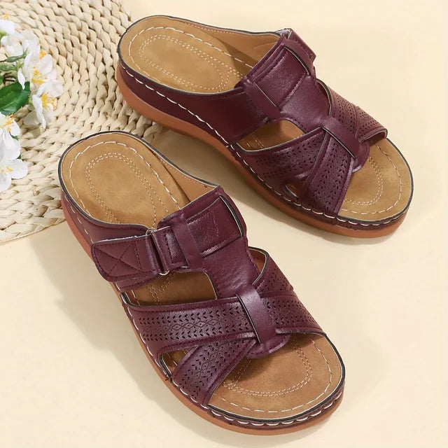 Orthopedic Leather Sandals with Adjustable Buckle and Non-slip Sole Sandals MyDresses Purple 4