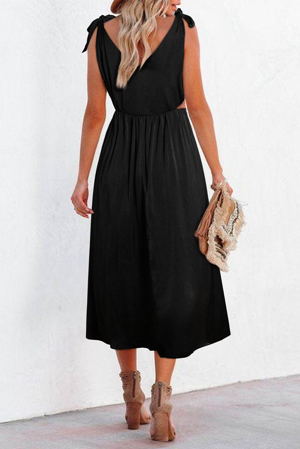 Empire Waist Dress with Tied Straps and Cut-Out Maxi Dresses MyDresses 