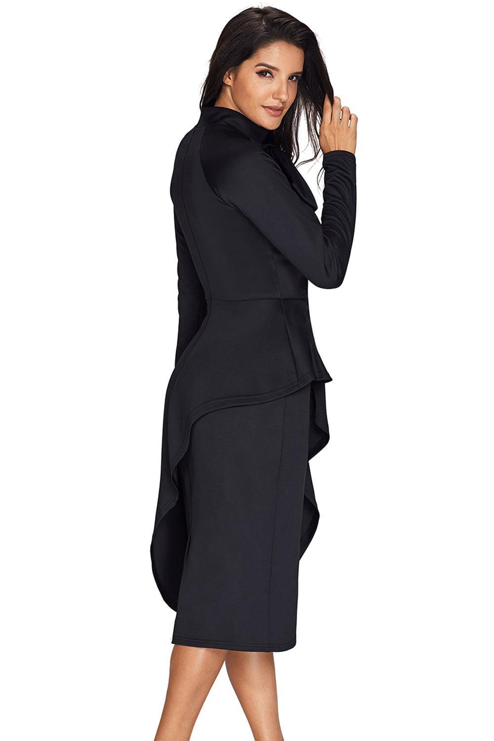 Asymmetric Peplum Pussy Bow Dress Peplum Dresses MyDresses 