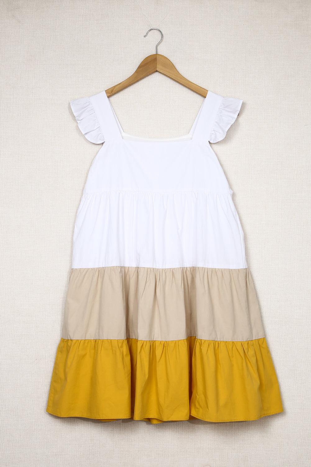 Block Pattern Flutter Sleeve Dress Mini Dresses MyDresses 