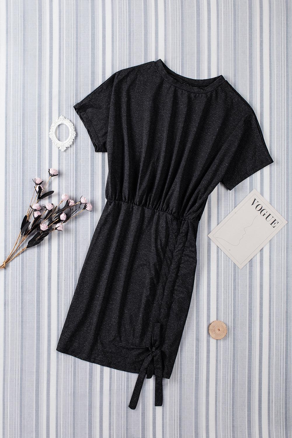 Casual Crew Neck Ruched Mini Dress Mini Dresses MyDresses 