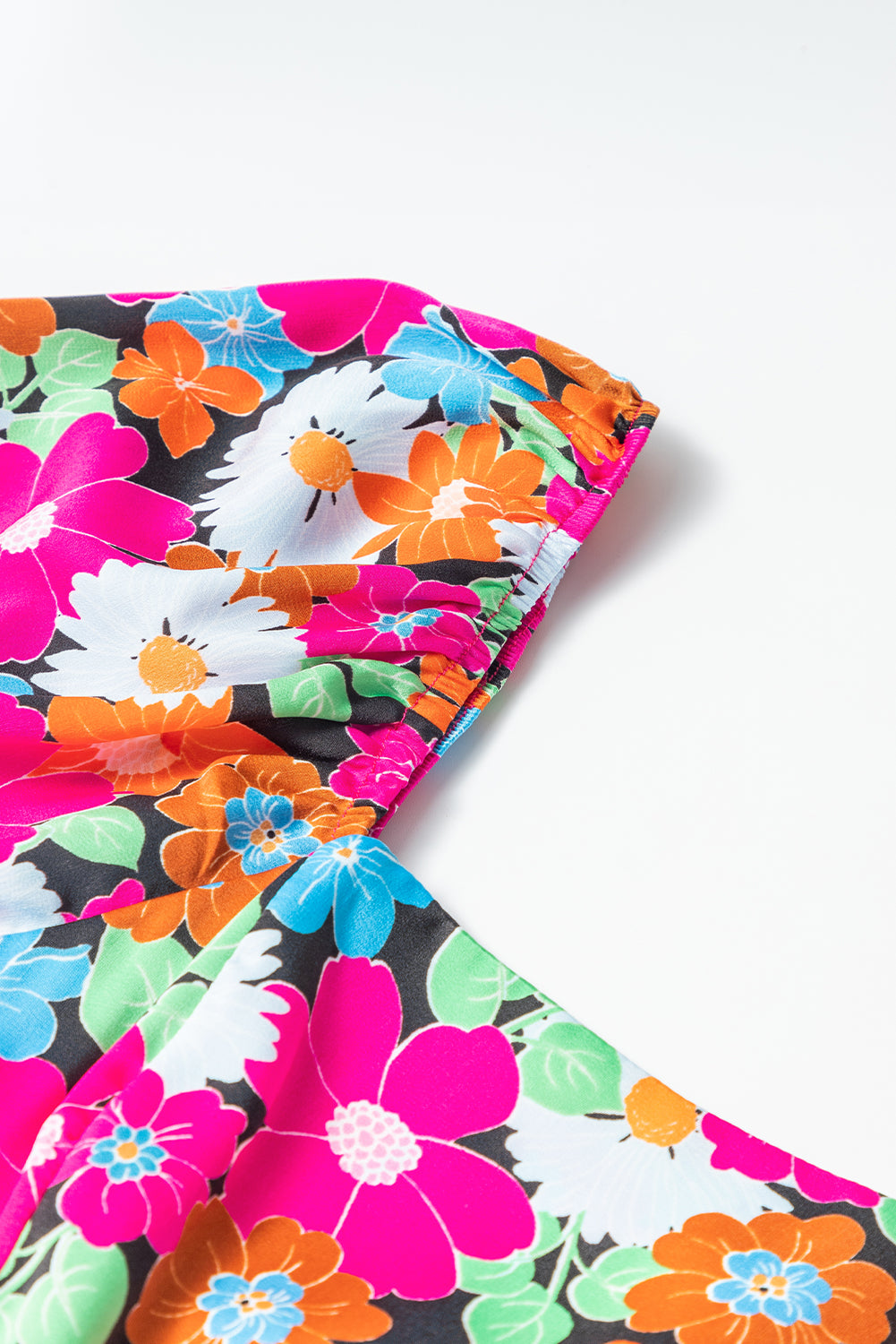 Floral Print Dress with Puff Sleeves and Square Neck Floral Dresses MyDresses 
