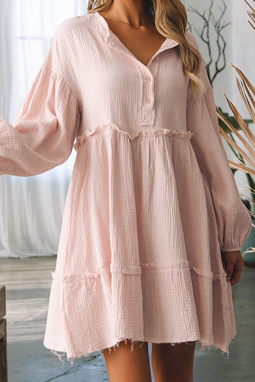 Cotton Puff Sleeve Flared Midi Dress Mini Dresses MyDresses Oatmeal 8 | S 