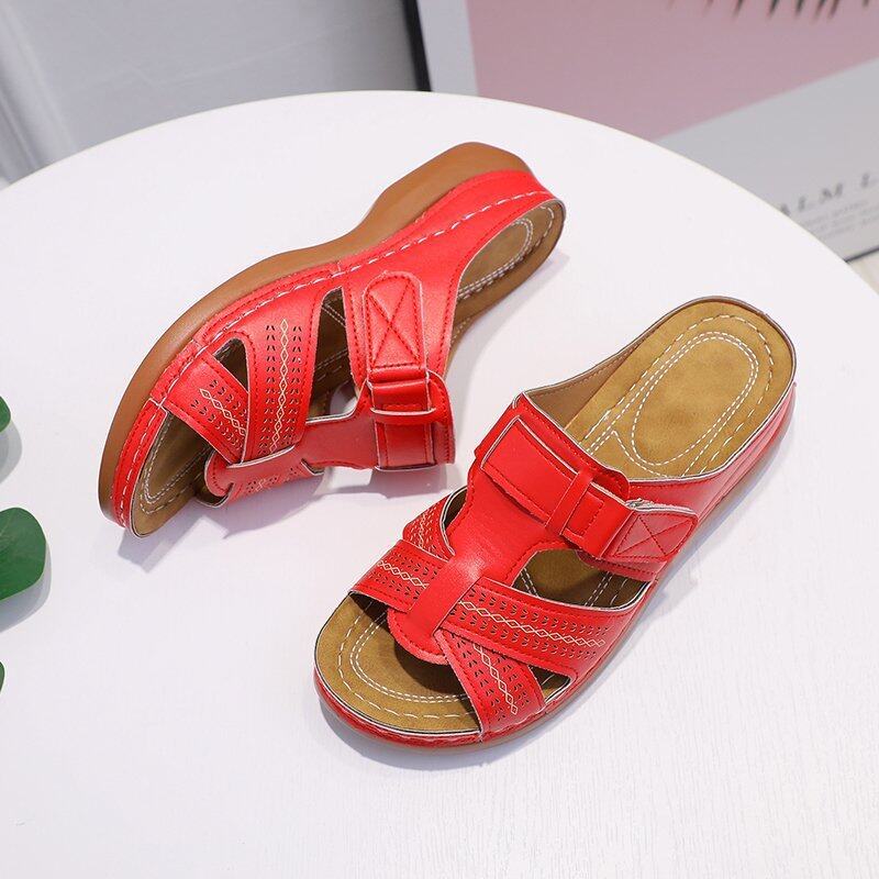 Orthopedic Leather Sandals with Adjustable Buckle and Non-slip Sole Sandals MyDresses