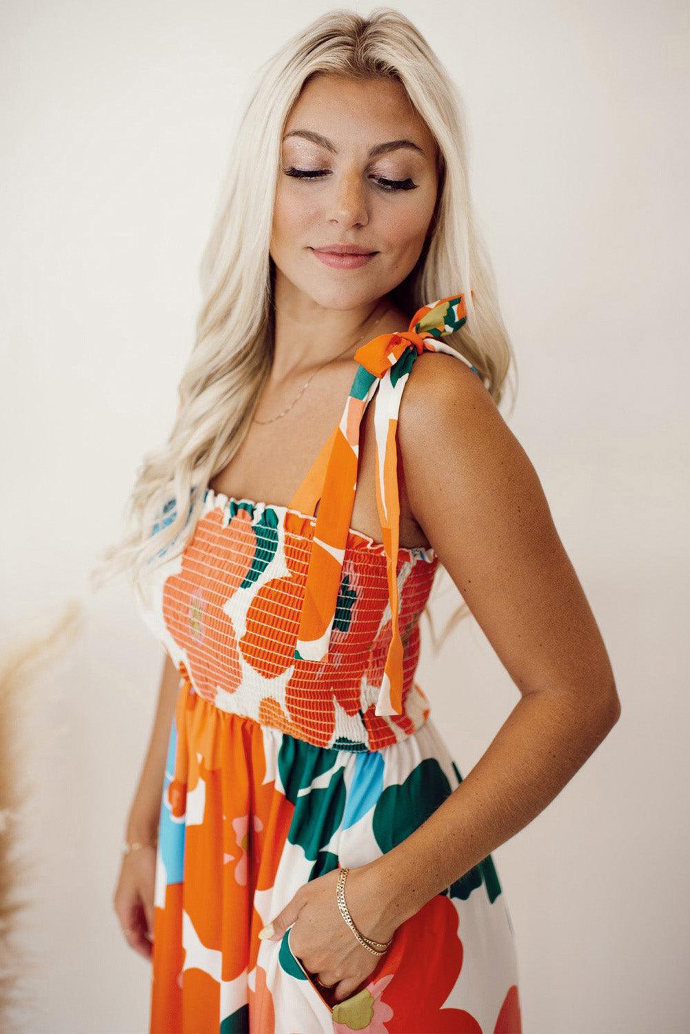 Floral Smocked Bust Maxi Dress Maxi Dresses MyDresses 