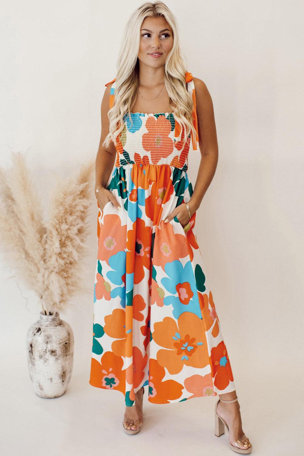 Floral Smocked Bust Maxi Dress Maxi Dresses MyDresses 