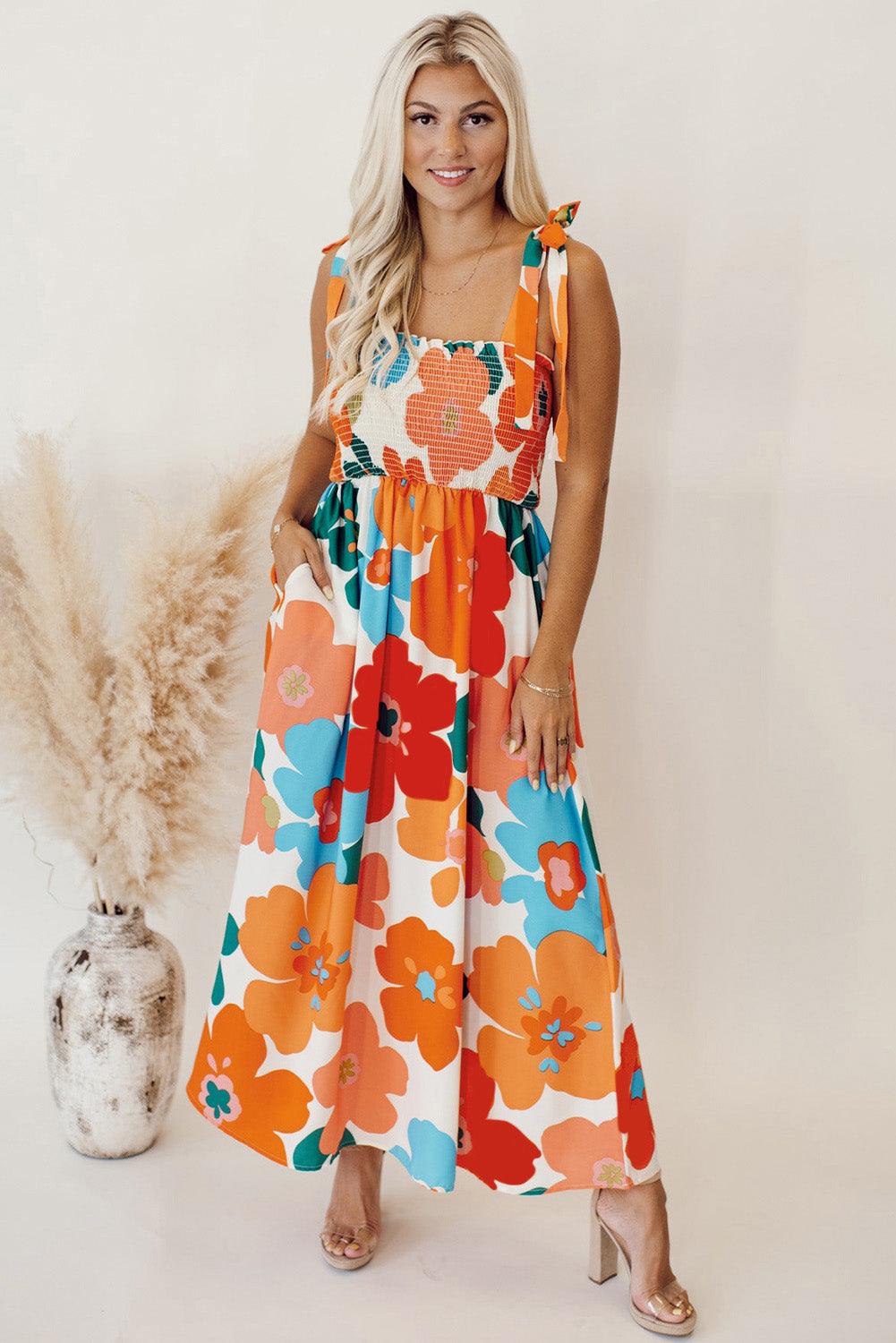 Floral Smocked Bust Maxi Dress Maxi Dresses MyDresses 