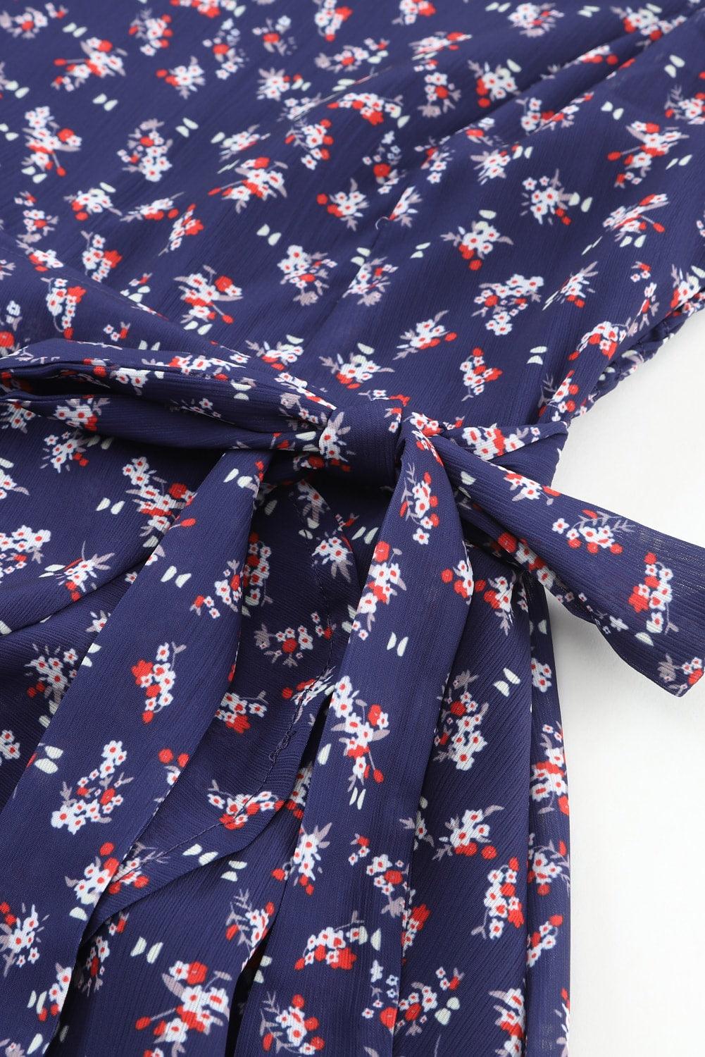 Floral Smocked Square Neck Bubble Sleeve Dress Mini Dresses MyDresses 
