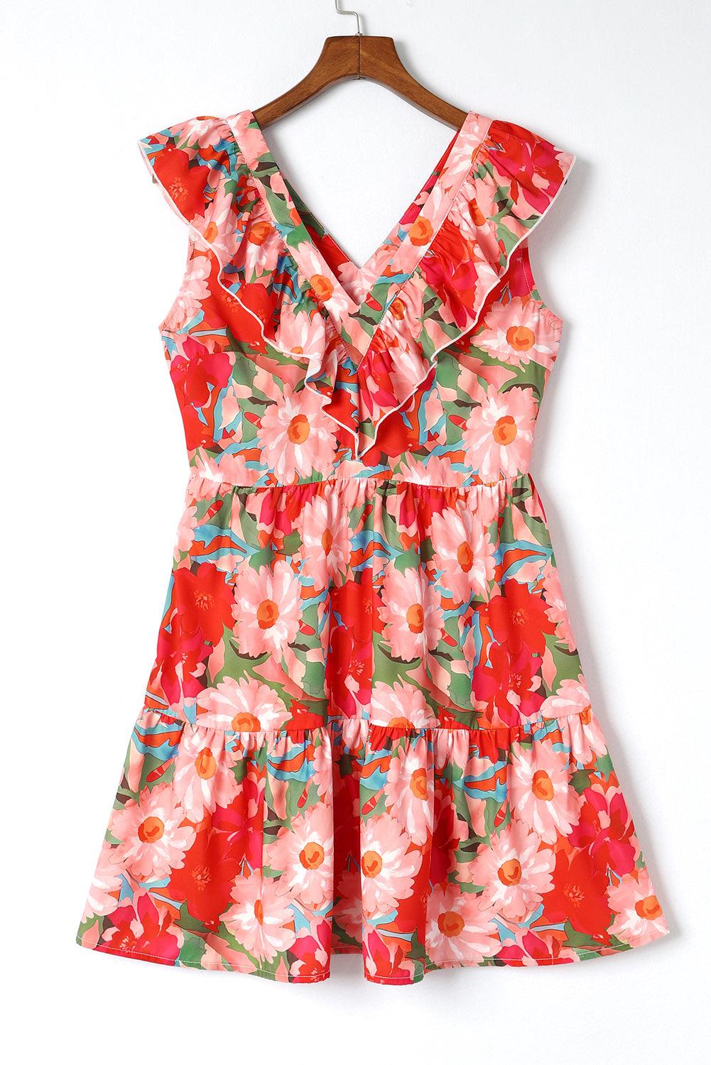 Floral V-Neck Mini Dress Mini Dresses MyDresses 