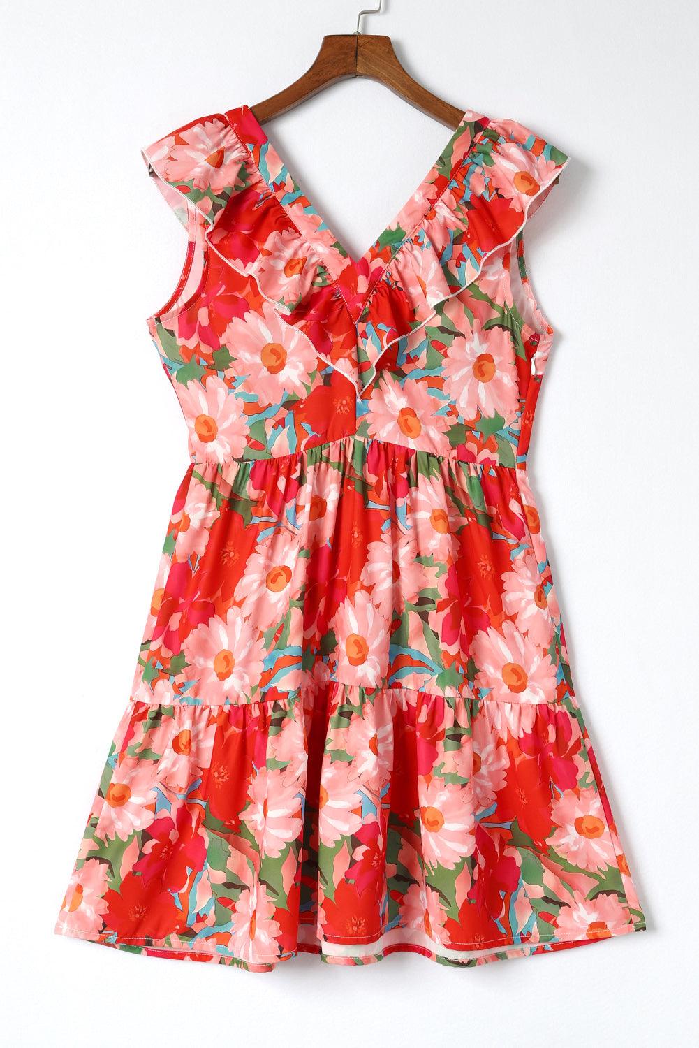 Floral V-Neck Mini Dress Mini Dresses MyDresses 