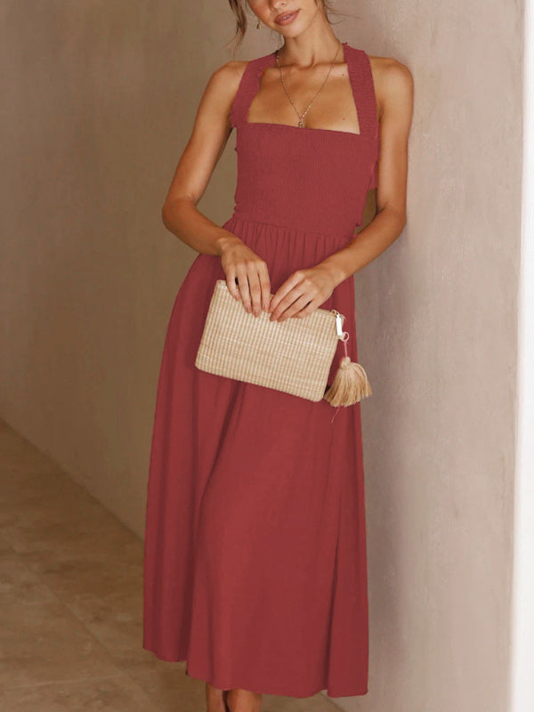Smocked Bodice Maxi Dress with Sleeveless Design and Pockets Maxi Dresses MyDresses 