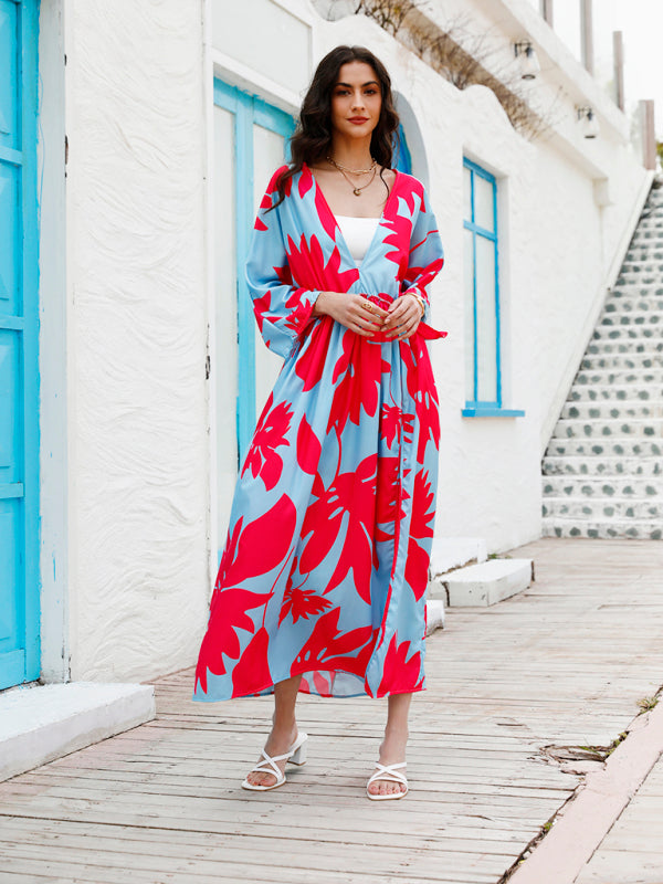 Maxi Dress with Floral Print and High Slit Maxi Dresses MyDresses 