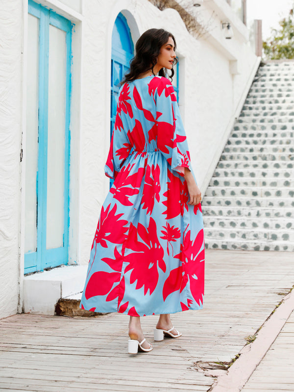 Maxi Dress with Floral Print and High Slit Maxi Dresses MyDresses 