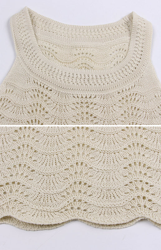 High Neck Sleeveless Knit Mini Dress with Scalloped Hem Mini Dresses MyDresses 