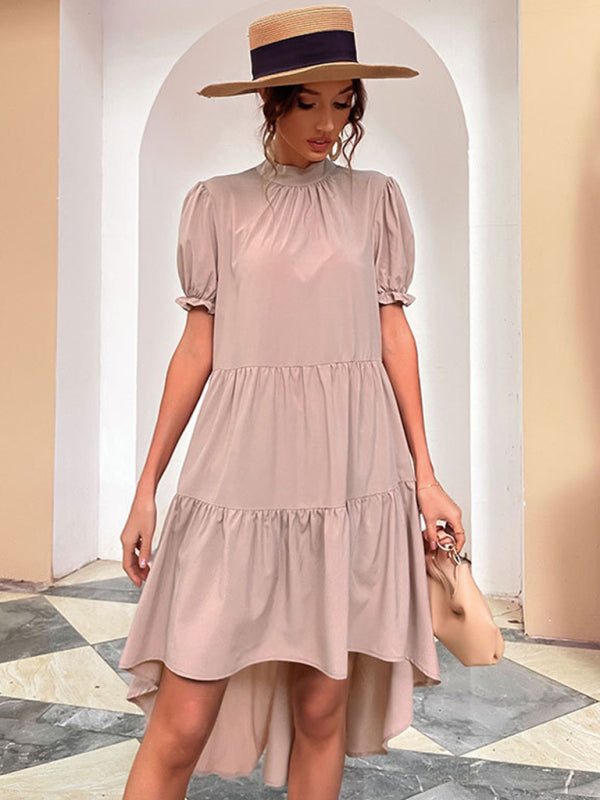 High-Waist Asymmetrical Dress with Puffed Sleeves Group3 MyDresses