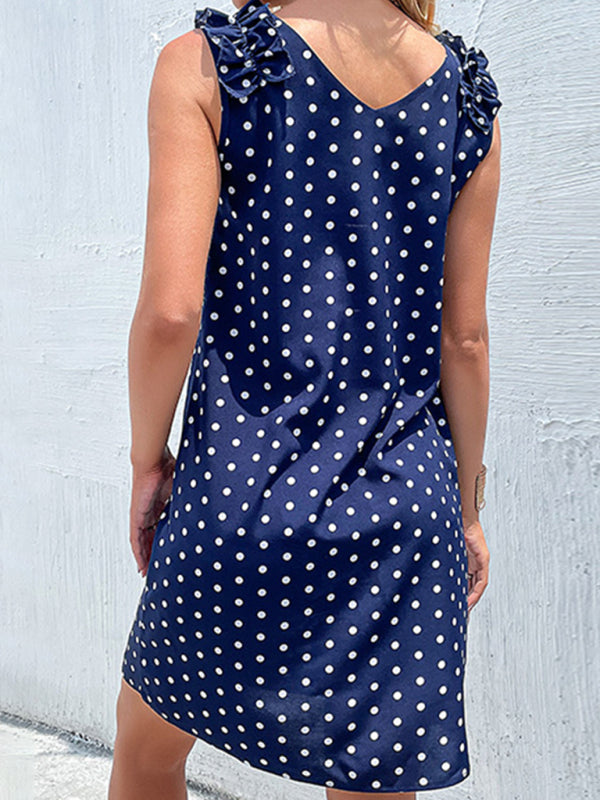 Polka Dot Summer Dress with Ruffled Shoulders Group3 MyDresses