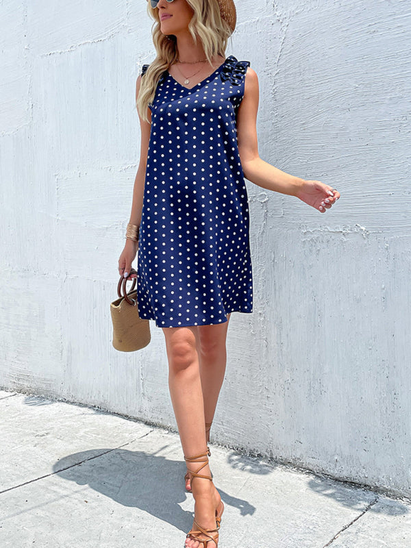 Polka Dot Summer Dress with Ruffled Shoulders Group3 MyDresses