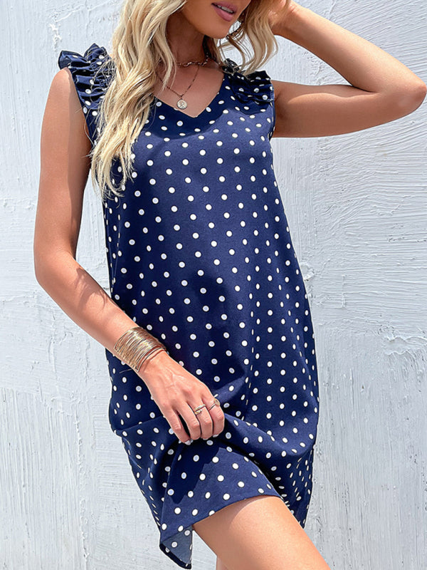 Polka Dot Summer Dress with Ruffled Shoulders Group3 MyDresses