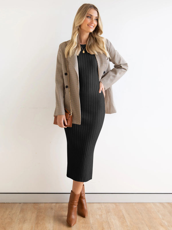 Ribbed Bodycon Midi Dress with Sleeveless Design Midi Dresses MyDresses 
