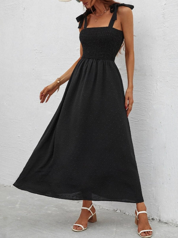 Floral Print Maxi Dress with Smocked Bodice and Tie-Up Straps Maxi Dresses MyDresses 