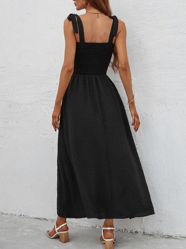 Floral Print Maxi Dress with Smocked Bodice and Tie-Up Straps Maxi Dresses MyDresses 