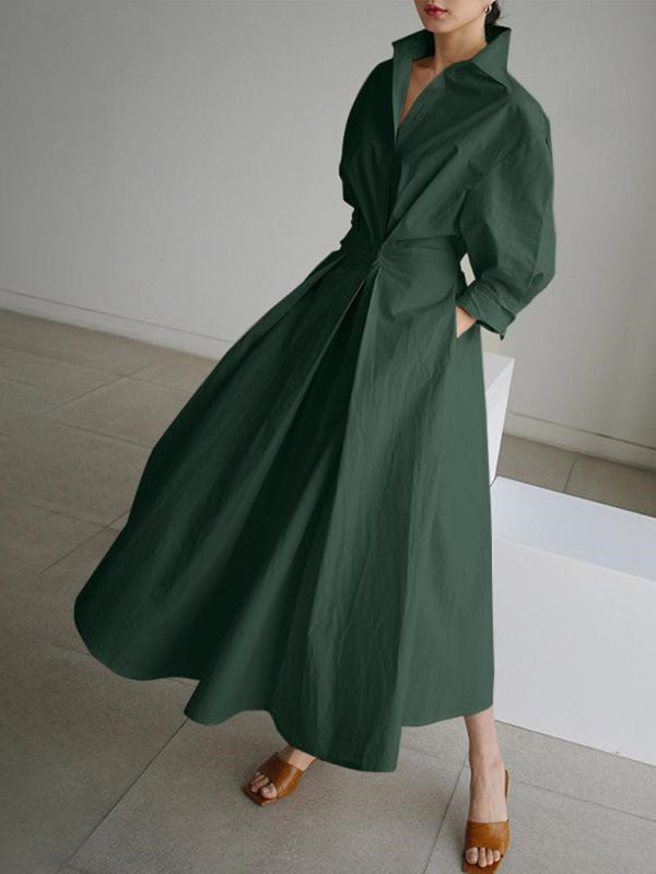 Collared Shirt Dress with Button-Down Front and Cinched Waist Mini Dresses MyDresses Light Green 8 | S 