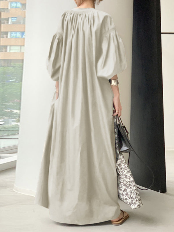 Maxi Dress with Balloon Sleeves and Pockets Maxi Dresses MyDresses 