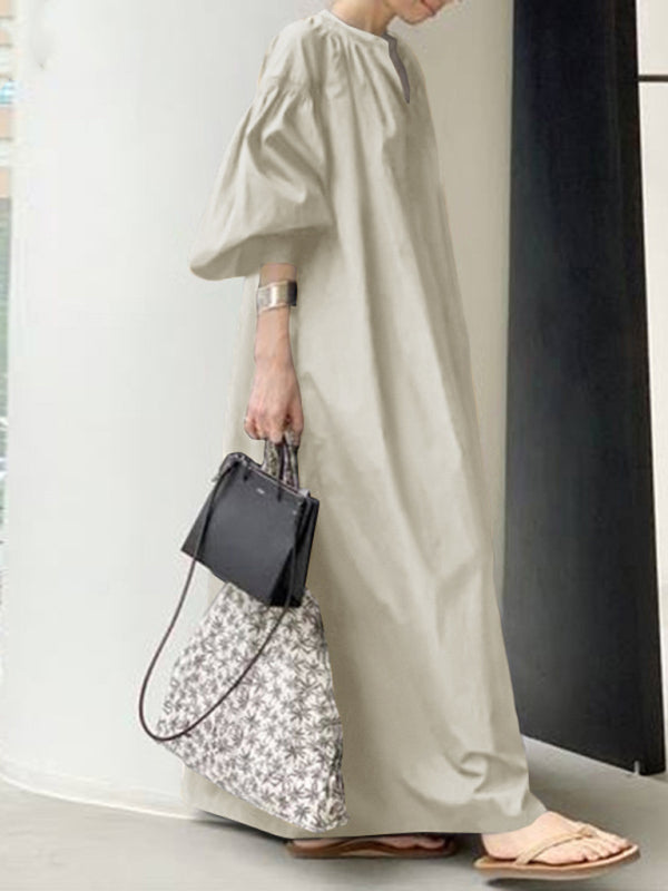 Maxi Dress with Balloon Sleeves and Pockets Maxi Dresses MyDresses 