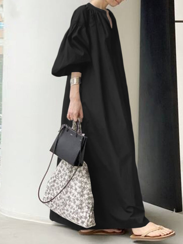 Maxi Dress with Balloon Sleeves and Pockets Maxi Dresses MyDresses 