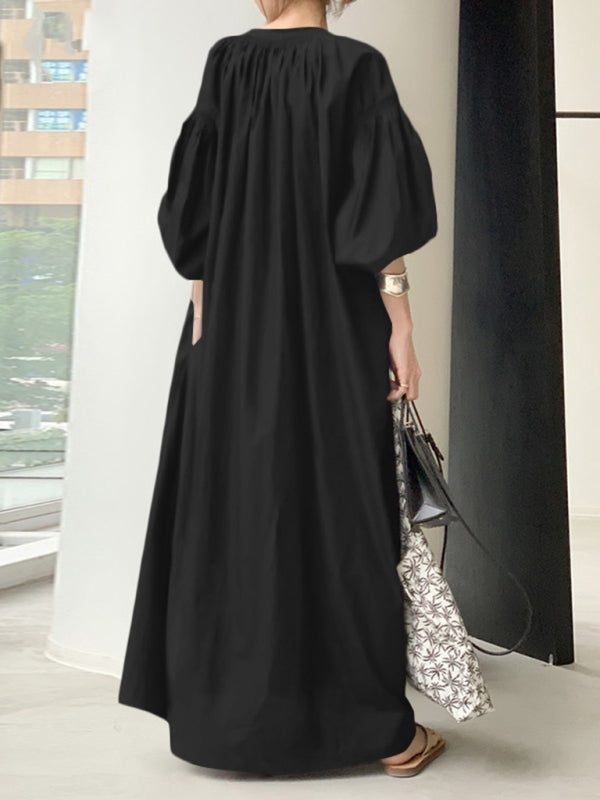 Maxi Dress with Balloon Sleeves and Pockets Maxi Dresses MyDresses 