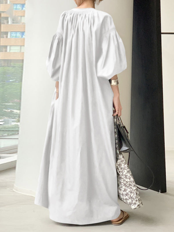 Maxi Dress with Balloon Sleeves and Pockets Maxi Dresses MyDresses 