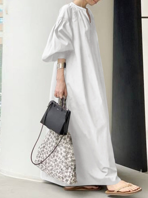 Maxi Dress with Balloon Sleeves and Pockets Maxi Dresses MyDresses 