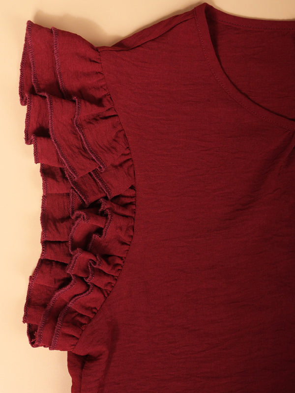 Ruffled Shoulder Mini Dress with Sleeveless Design Mini Dresses MyDresses 
