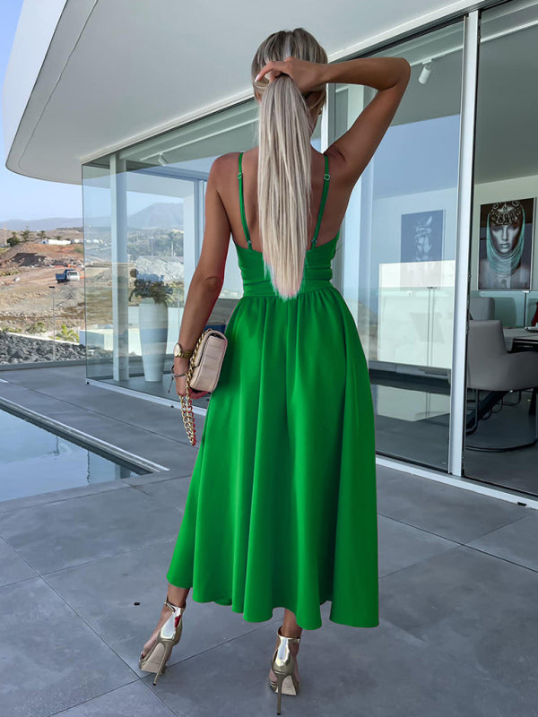 Twisted Front Midi Dress with Cut-Out and High Slit Midi Dresses MyDresses 