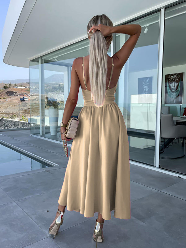 Twisted Front Midi Dress with Cut-Out and High Slit Midi Dresses MyDresses 