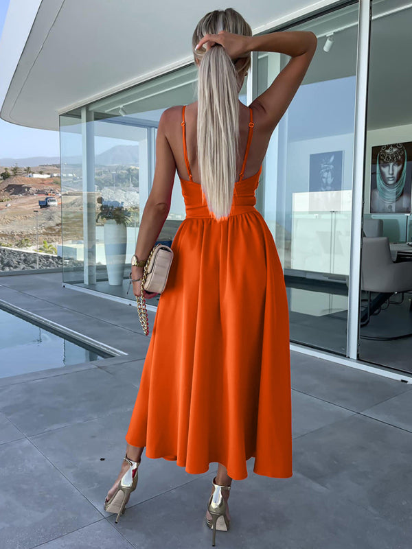 Twisted Front Midi Dress with Cut-Out and High Slit Midi Dresses MyDresses 