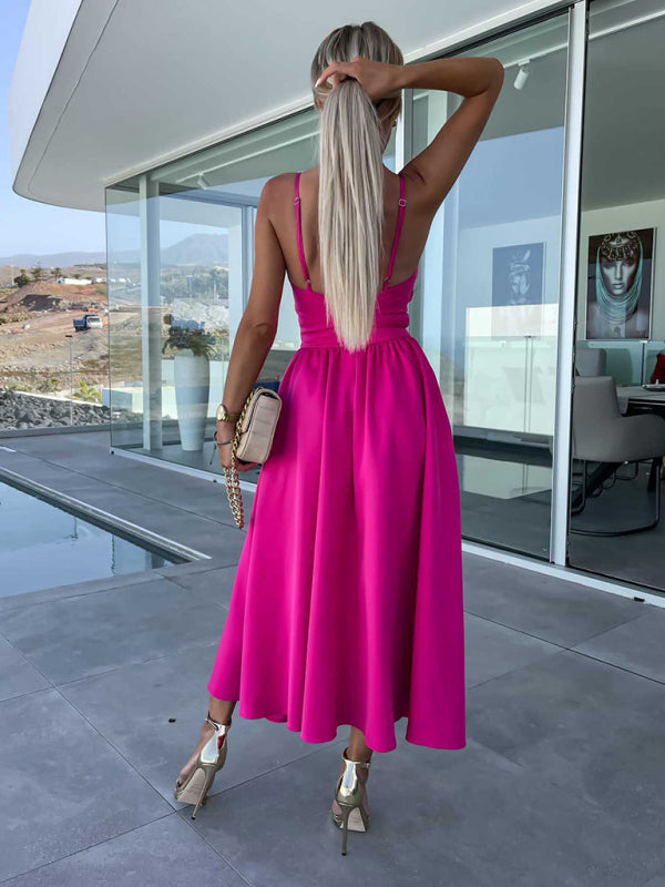 Twisted Front Midi Dress with Cut-Out and High Slit Midi Dresses MyDresses 
