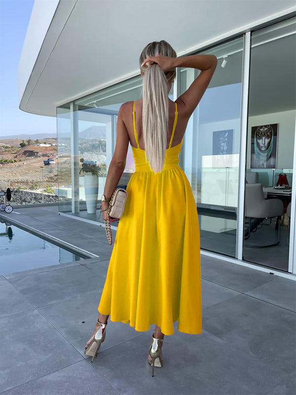 Twisted Front Midi Dress with Cut-Out and High Slit Midi Dresses MyDresses 