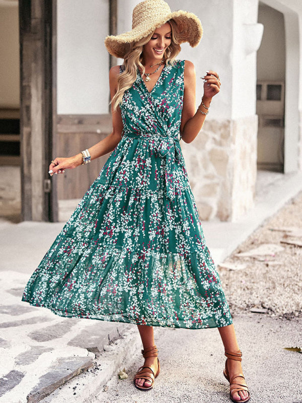 ERROR - Floral Print Wrap-Style Midi Dress with Belted Waist Maxi Dresses MyDresses 