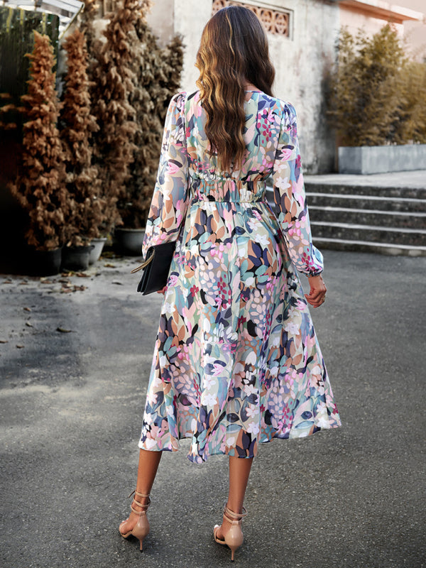 Bohemian Floral Print Midi Skirt with Elastic Waistband Midi Dresses MyDresses 