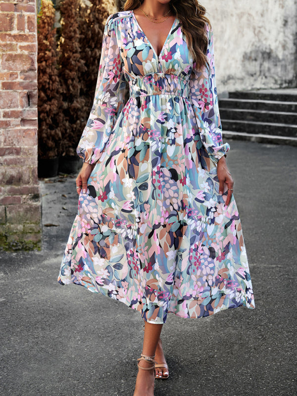 Bohemian Floral Print Midi Skirt with Elastic Waistband Midi Dresses MyDresses Green 8 | S 
