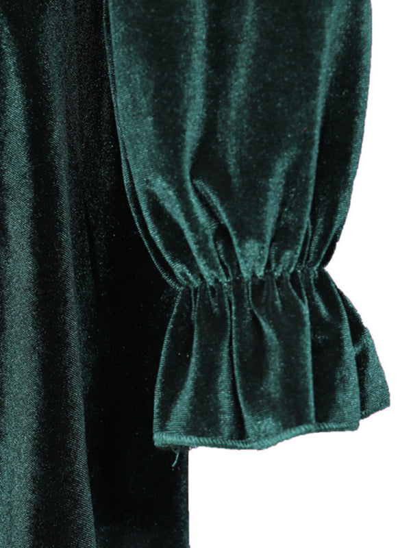 Velvet Wrap Mini Dress with Long Sleeves and Tie Waist Group1 MyDresses 