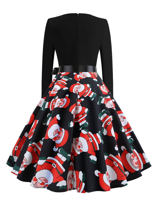 Christmas Party Swing Dress with Santa Claus Print Mini Dresses MyDresses Pattern3 8 | S 