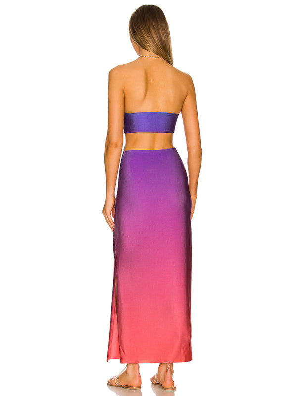 Strapless Maxi Dress with Hollow Design and Side Slit Maxi Dresses MyDresses 