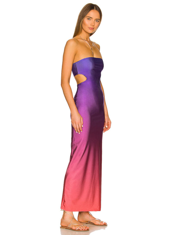 Strapless Maxi Dress with Hollow Design and Side Slit Maxi Dresses MyDresses 