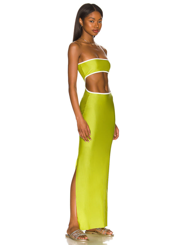 Strapless Maxi Dress with Hollow Design and Side Slit Maxi Dresses MyDresses 